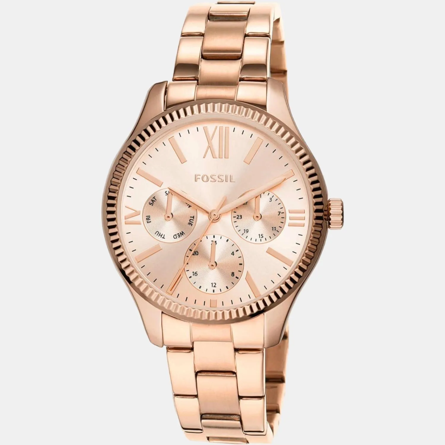 Women Rose Gold Dial Stainless Steel Multi-Function Watch BQ3691