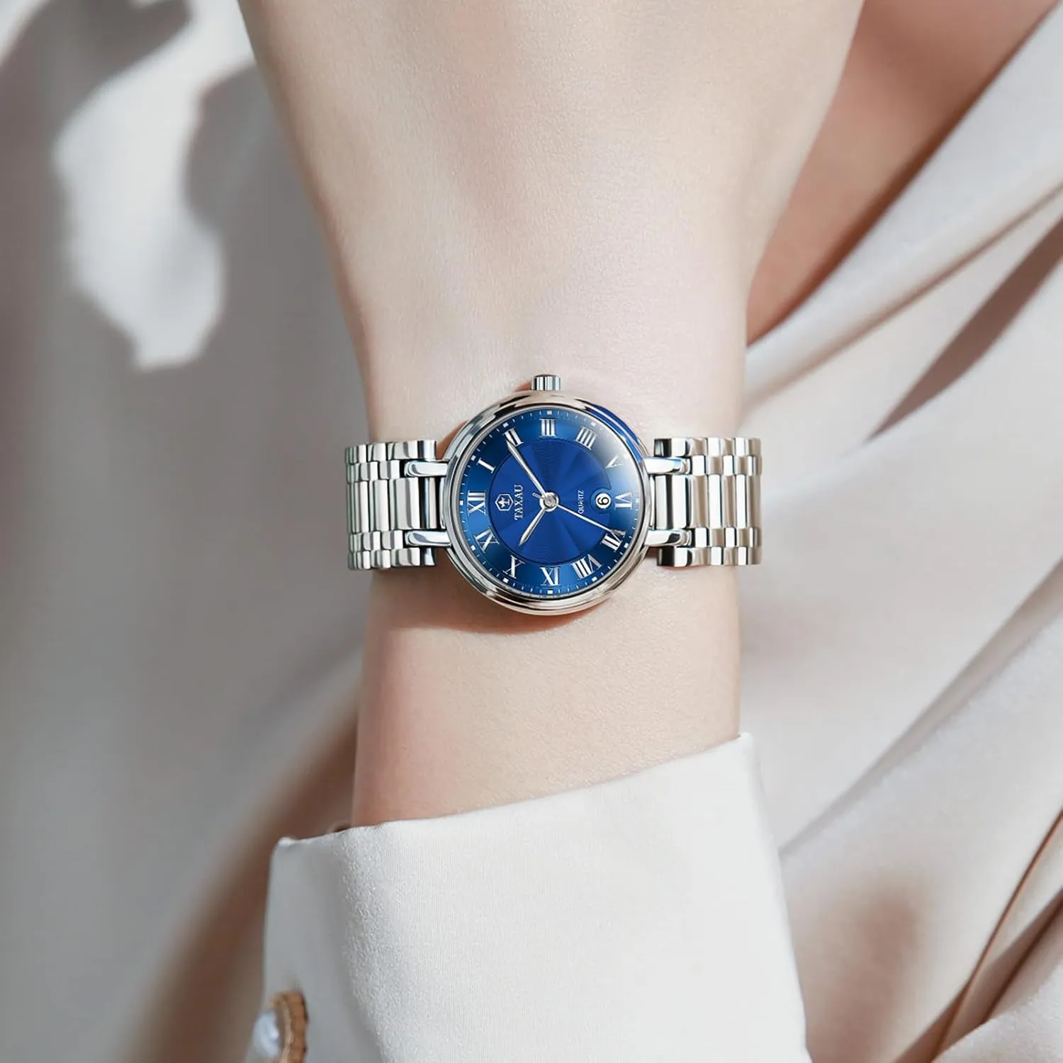 Women with Date Day Women Wristwatch Women's Watches totally collaborator symbol Roman Numeral Diamond Stainless Steel Waterproof Watches for 