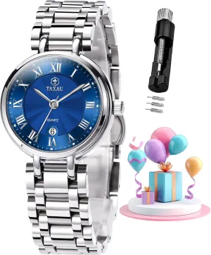 Women with Date Day Women Wristwatch Women's Watches totally collaborator symbol Roman Numeral Diamond Stainless Steel Waterproof Watches for 