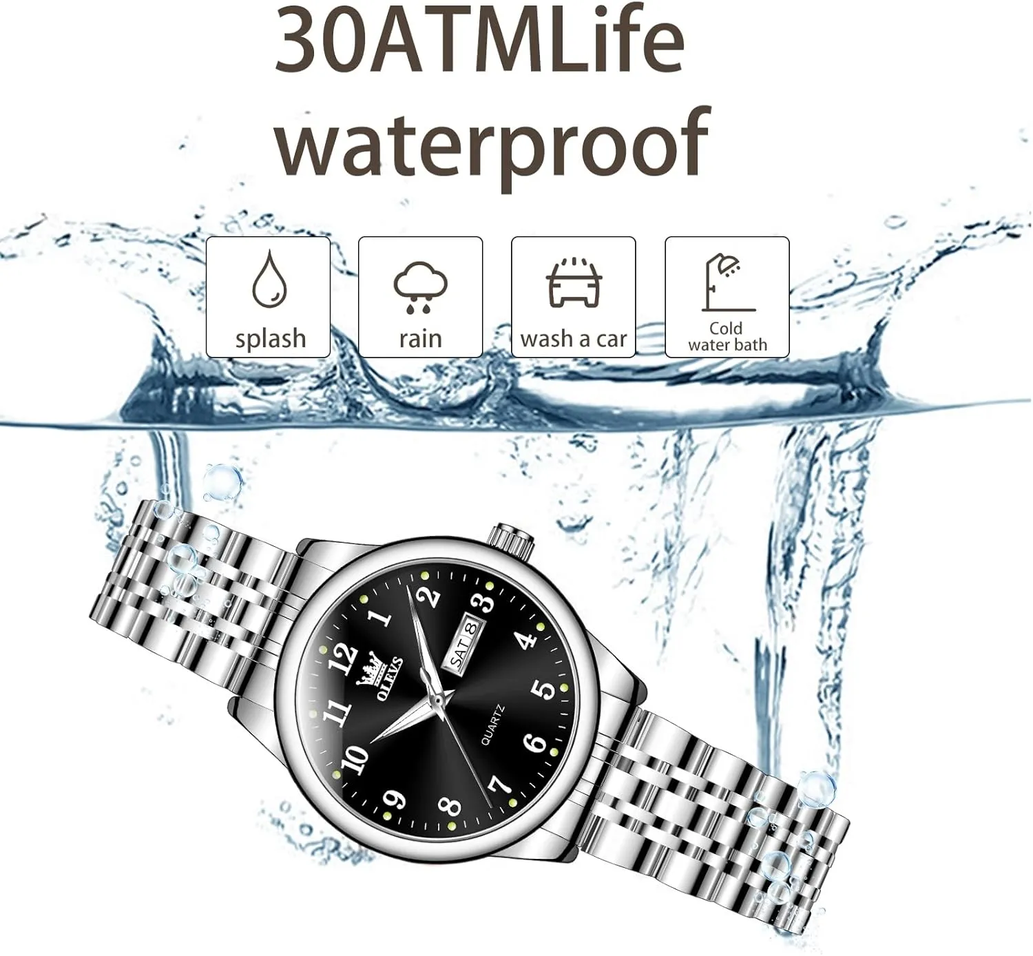 Women with railroad multifaceted Date Day Stainless Steel Waterproof Small Face Quartz Analog Ladies Watches Fashion Gold Black White Dial Female Wristwatch OLEVS Gold Watch for 