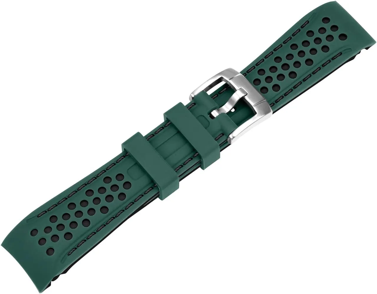 Women with Stainless Steel Buckle Durable Rally Racing Two Tone Curved Ends porpoise me touch Rubber Silicone Watch Bands 20mm 22mm Stitch Watch Strap for Men 