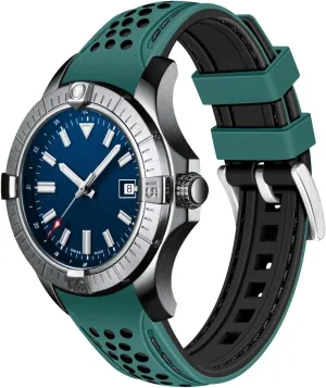 Women with Stainless Steel Buckle Durable Rally Racing Two Tone Curved Ends porpoise me touch Rubber Silicone Watch Bands 20mm 22mm Stitch Watch Strap for Men 