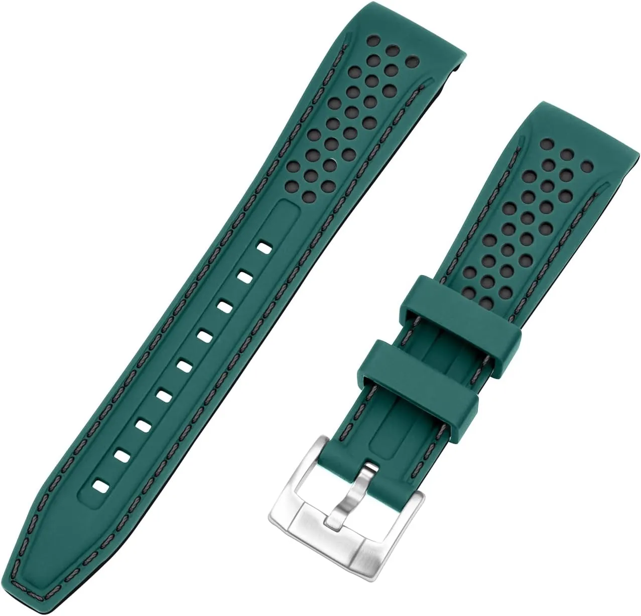 Women with Stainless Steel Buckle Durable Rally Racing Two Tone Curved Ends porpoise me touch Rubber Silicone Watch Bands 20mm 22mm Stitch Watch Strap for Men 