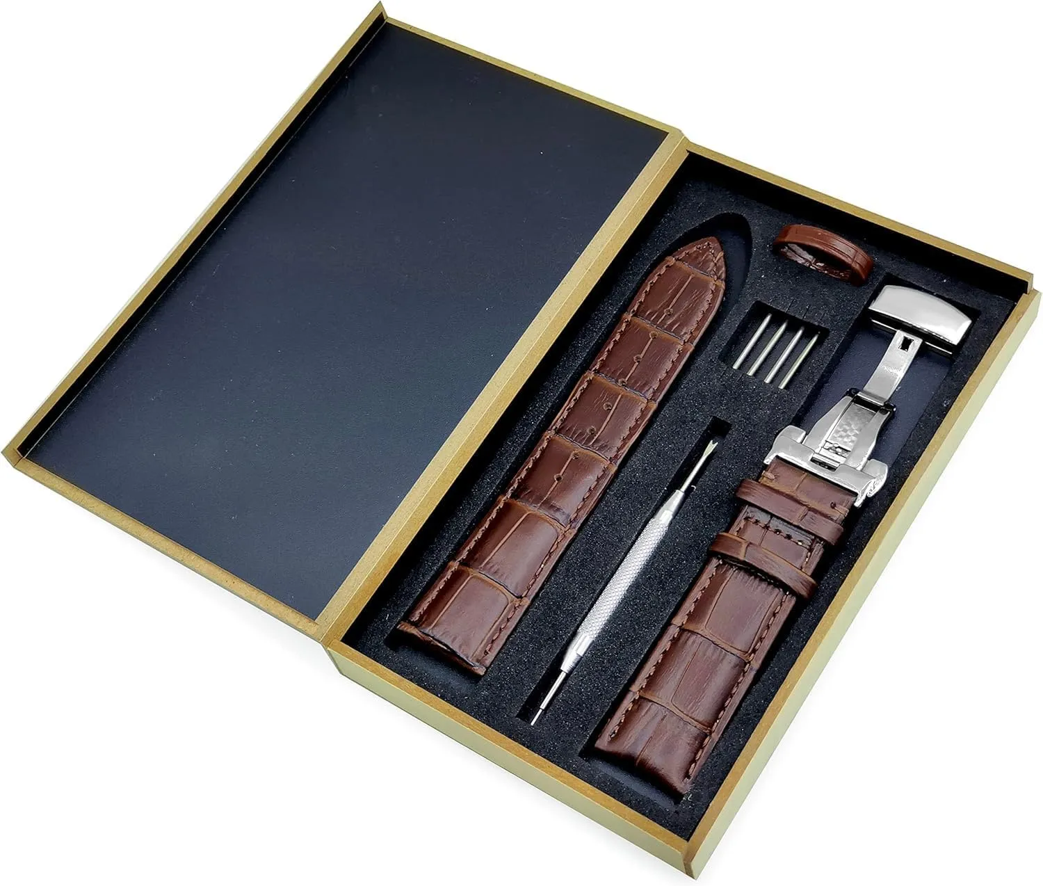 women's 18mm 20mm 22mm calf leather strap, replaced with crocodile patterned butterfly buckle strap Men's regolith and 