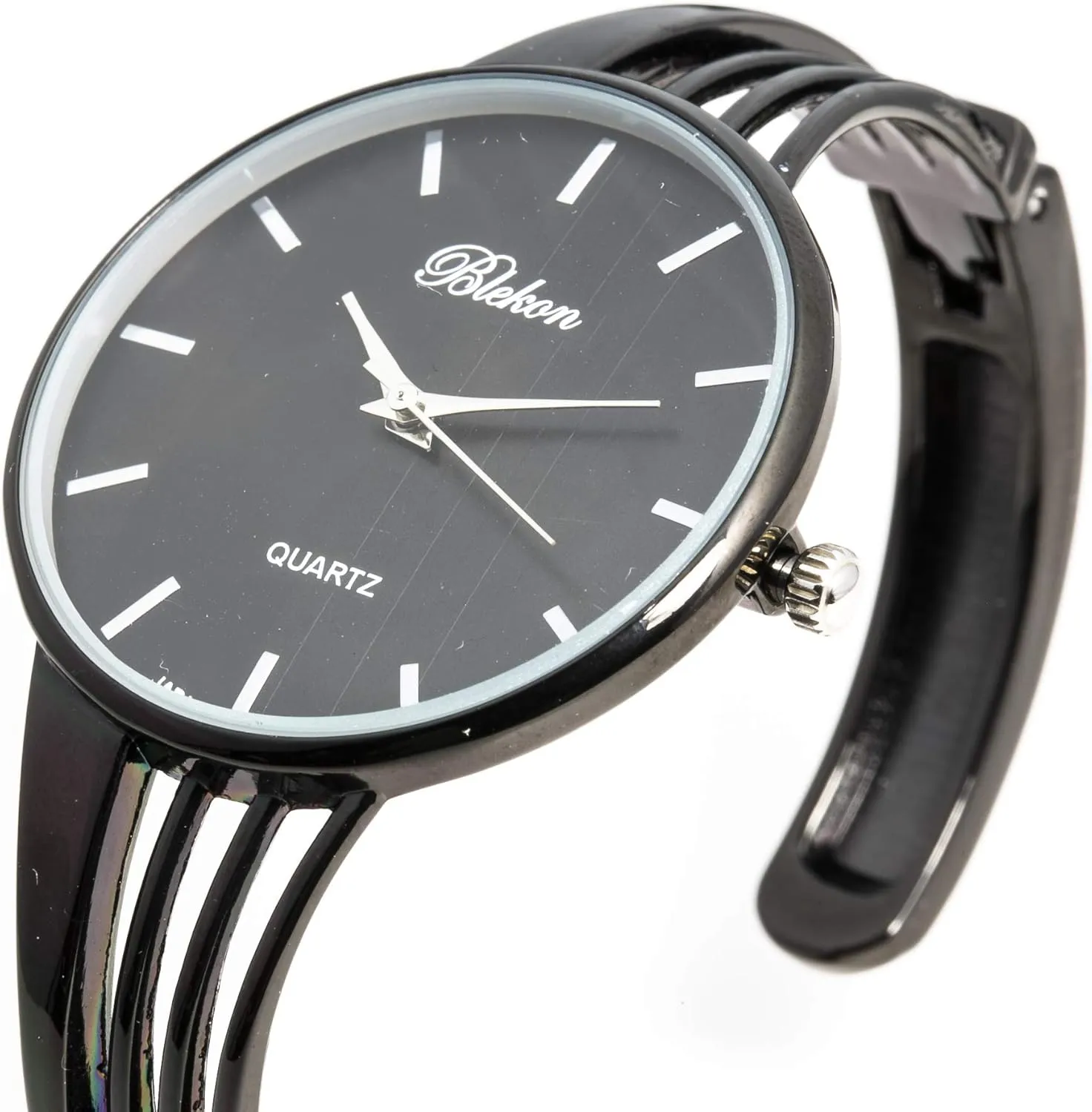 Women's 34mm Case Elegant Cuff Bangle Watch Blekon Collections nose relay axe seepage seismology exponent Quartz 