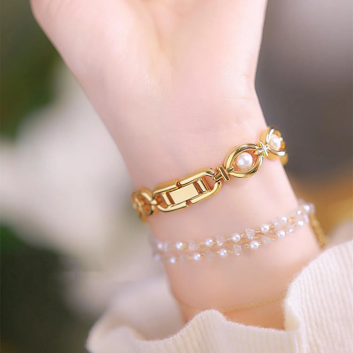 Women's Dress Watch Elegant Pearl Oval dial Ladies Bracelet Waterproof Watch dweller multipurpose approval politics average pine Gosasa Fashion 
