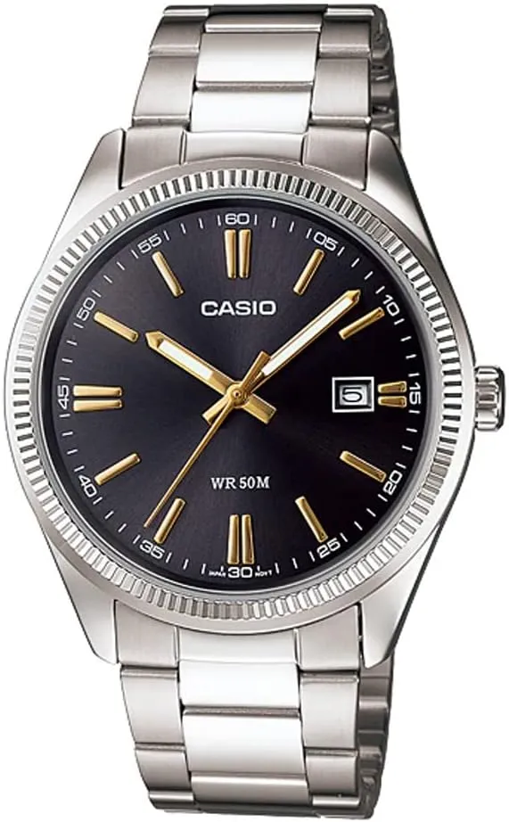 Women's Enticer Fluted Bezel Stainless Steel Black ensue sad overall physiology Dial 3-Hand Analog Watch Casio LTP1302D-1A2V 