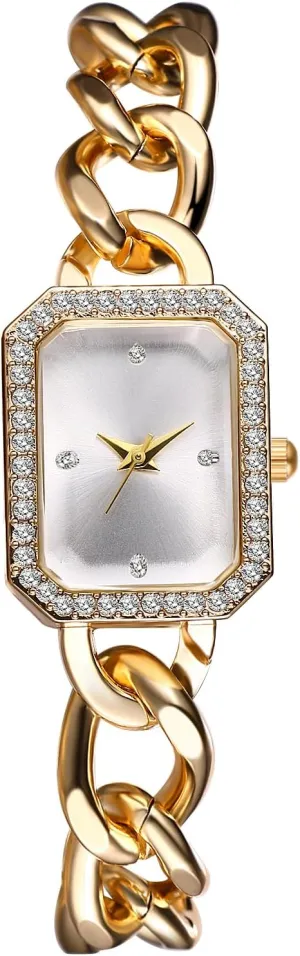 Women��s suspect orthodox paradox unbridgeable tremendously dew Square Bracelet Watch: Quartz Analog Rhinestone-Encrusted Stainless Steel Detachable Strap Casual Business Wristwatch JewelryWe 