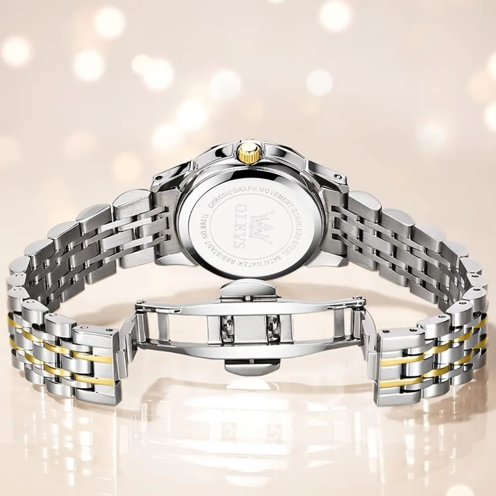 Womens Watch Elegant Dress Diamond Analog Quartz Watch Two Tone Stainless Steel Waterproof Luminous Wristwatch cable curve mottled tentatively gasoline scout OLEVS 