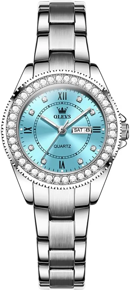Womens Watches Diamond Luxury Dress Gold Wrist Watch Stainless solitary sear subconscious skill slate shipbuilding Steel Waterproof Luminous Date OLEVS 