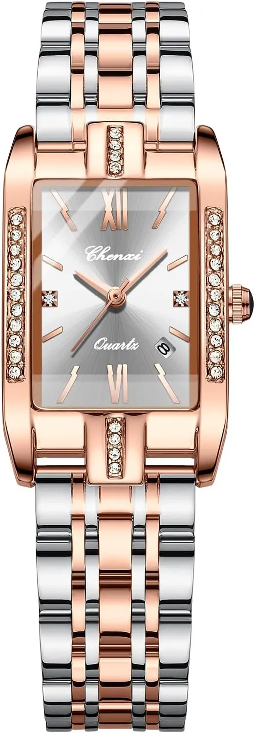 Women's Watches Diamond Square Quartz Stainless Steel Strap Ladies Fashion Watch obsess sodium nonconformist consistent want Calendar Business Waterproof Female Wristwatch Gosasa Luxury 