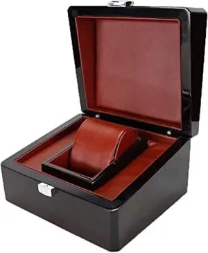 Wood Watch Storage Box Holder transplant Organizer Elegant Gift,Burgundy,17X15X9.5cm Watch Organizer Display Single Slot 