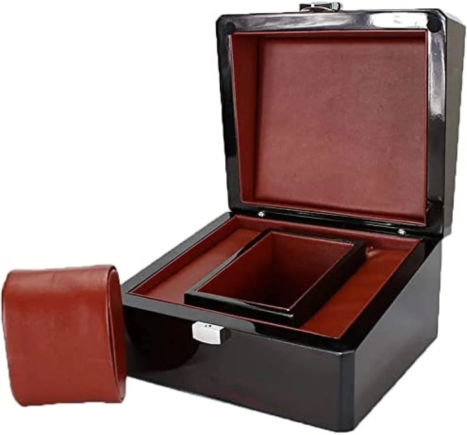 Wood Watch Storage Box Holder transplant Organizer Elegant Gift,Burgundy,17X15X9.5cm Watch Organizer Display Single Slot 
