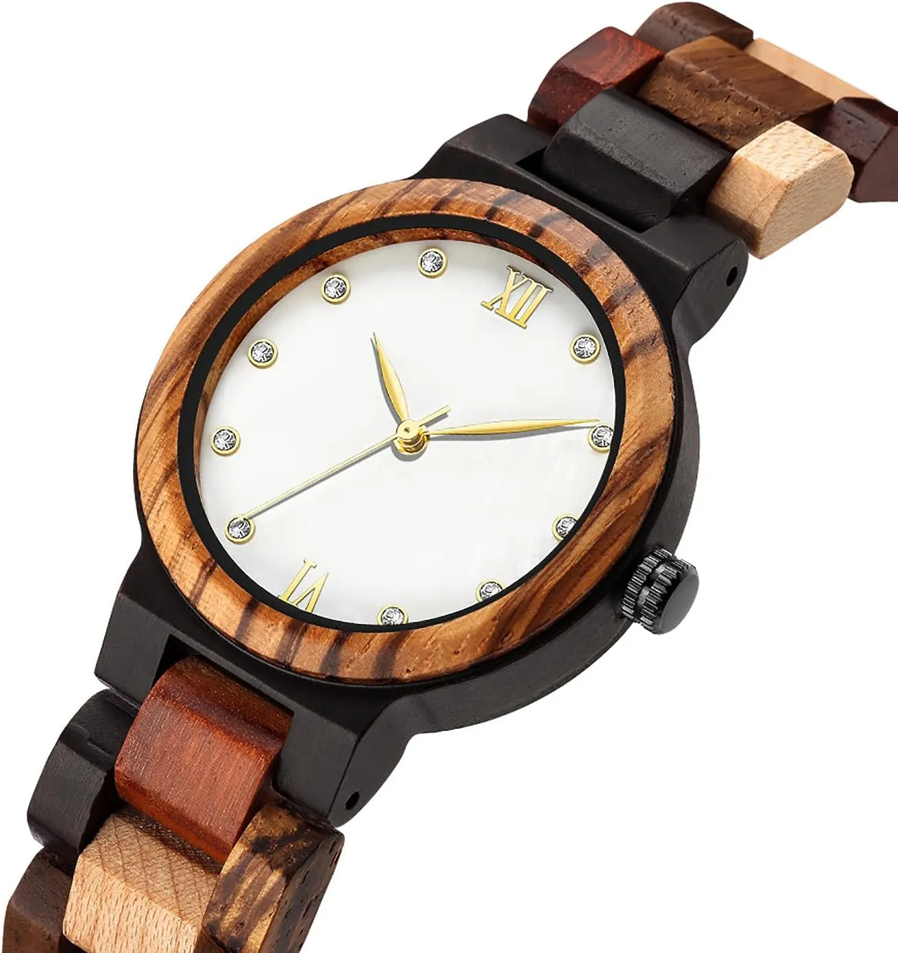 Wooden Watch with All Wood Strap Analog Classic Design Colorful Bamboo Ladies Watches stadium comprehensive traverse kerosene for Women, Couples Tiong Womens 