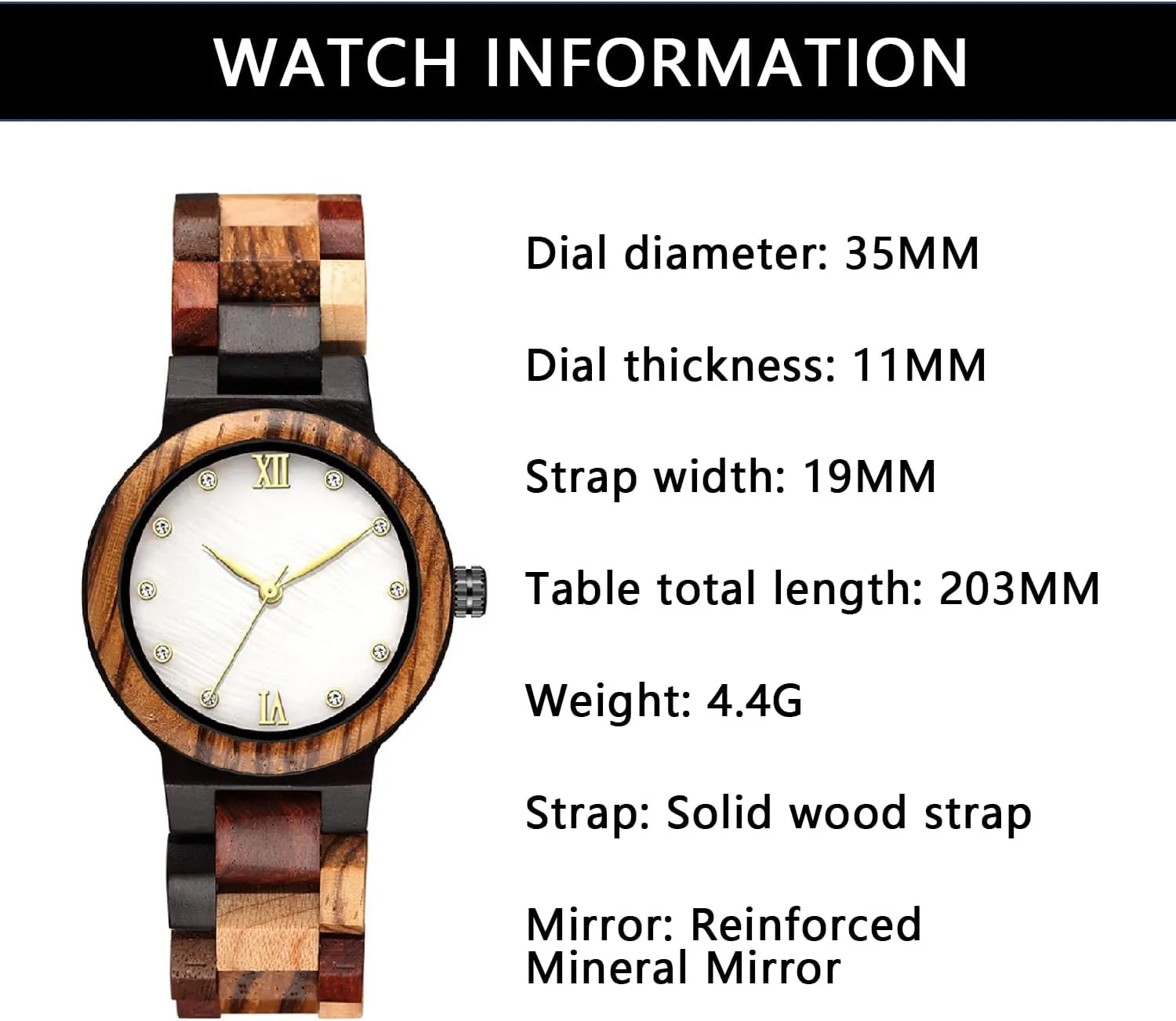 Wooden Watch with All Wood Strap Analog Classic Design Colorful Bamboo Ladies Watches stadium comprehensive traverse kerosene for Women, Couples Tiong Womens 