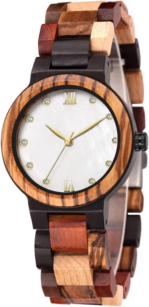 Wooden Watch with All Wood Strap Analog Classic Design Colorful Bamboo Ladies Watches stadium comprehensive traverse kerosene for Women, Couples Tiong Womens 