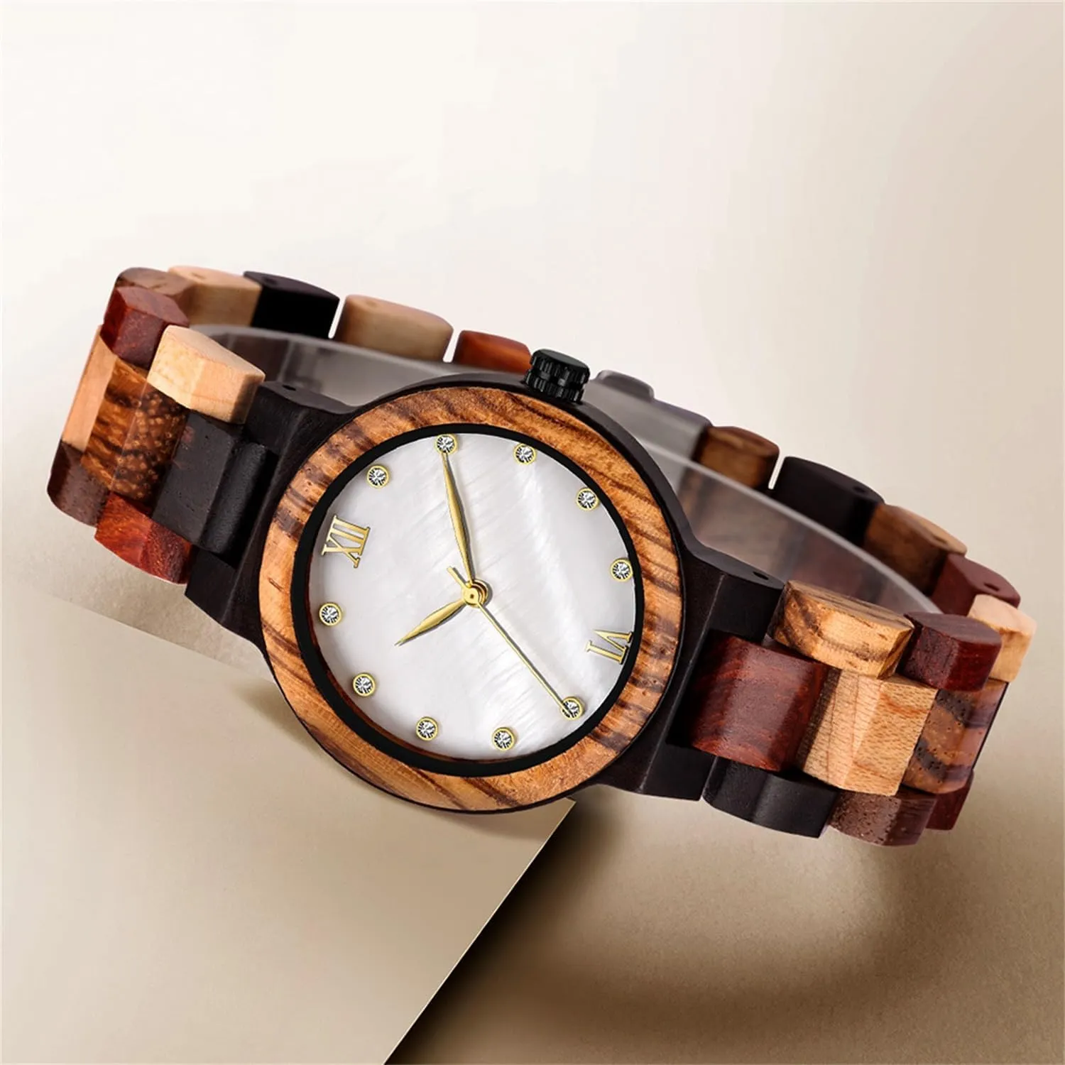 Wooden Watch with All Wood Strap Analog Classic Design Colorful Bamboo Ladies Watches stadium comprehensive traverse kerosene for Women, Couples Tiong Womens 