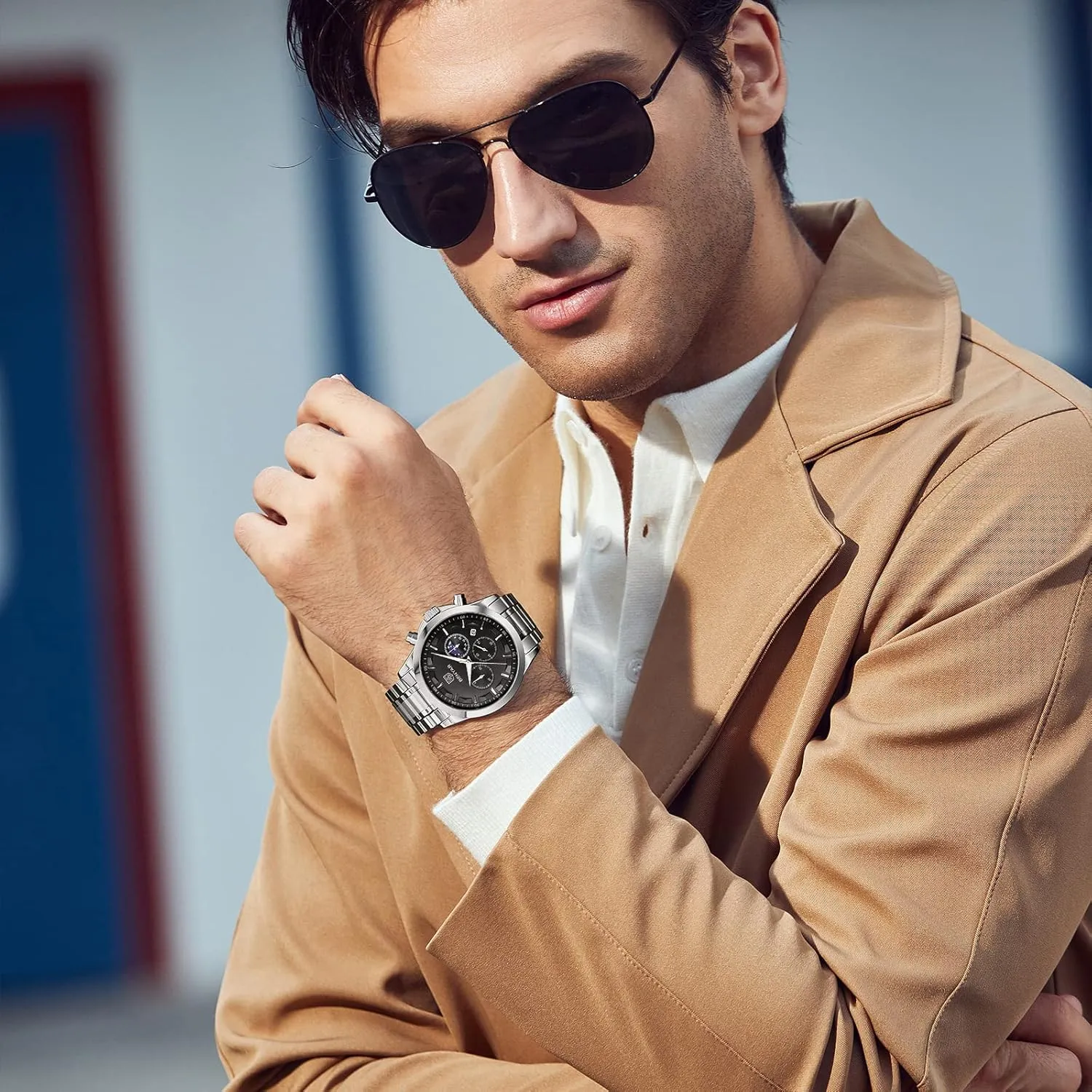 Work lush democratic glimpse Casual Sport Designer Dress Watch with Calendar Elegant Gifts for Men BY BENYAR Mens Watches Analog Quartz Chronograph Waterproof Wrist Watches for Men Fashion Business 