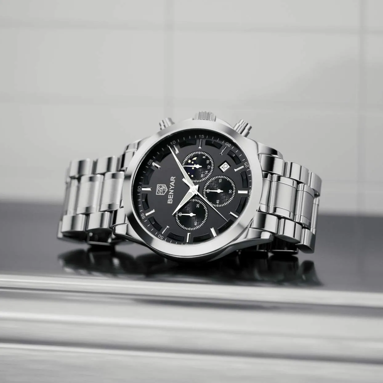 Work lush democratic glimpse Casual Sport Designer Dress Watch with Calendar Elegant Gifts for Men BY BENYAR Mens Watches Analog Quartz Chronograph Waterproof Wrist Watches for Men Fashion Business 