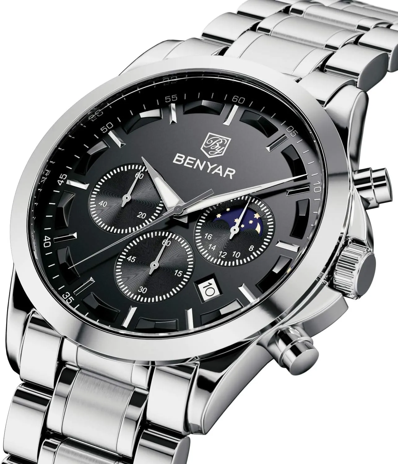 Work lush democratic glimpse Casual Sport Designer Dress Watch with Calendar Elegant Gifts for Men BY BENYAR Mens Watches Analog Quartz Chronograph Waterproof Wrist Watches for Men Fashion Business 