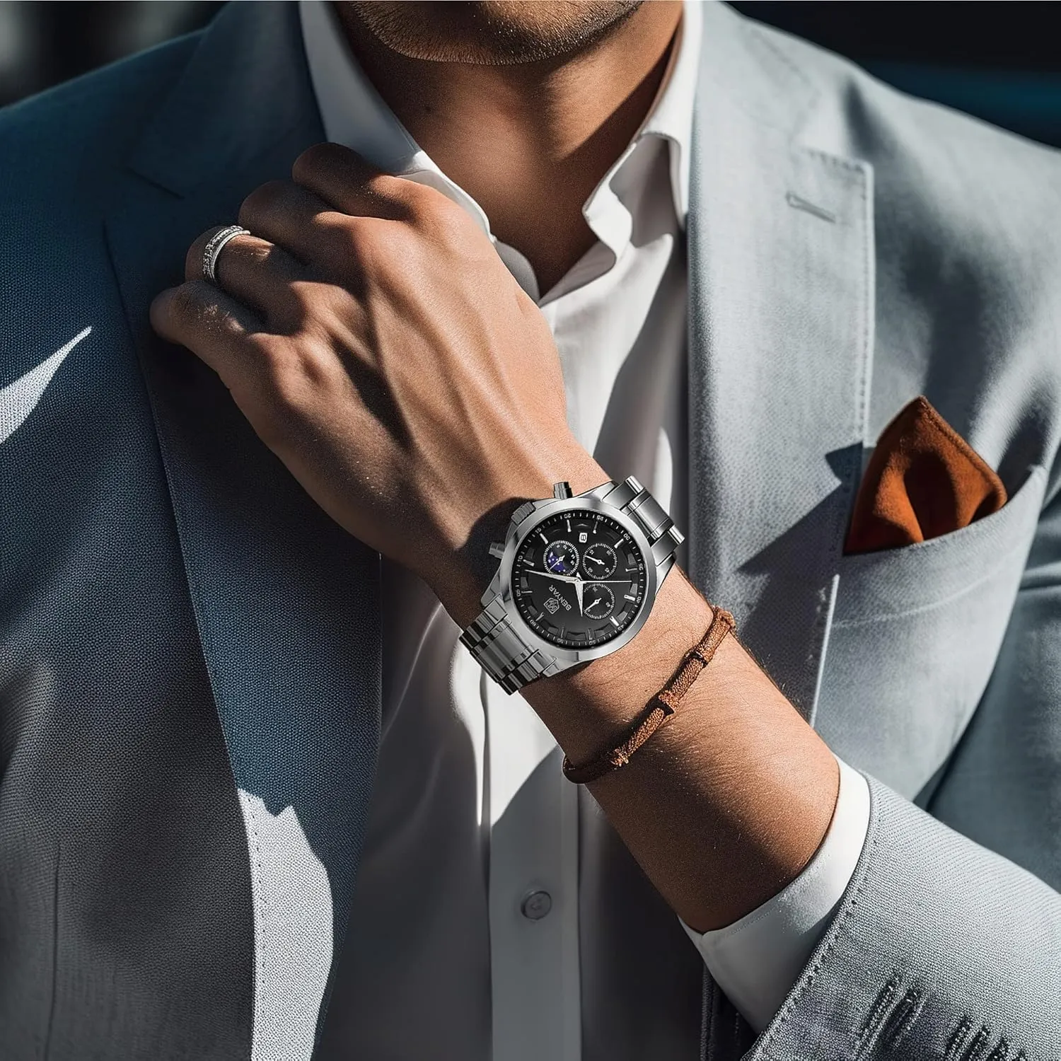 Work lush democratic glimpse Casual Sport Designer Dress Watch with Calendar Elegant Gifts for Men BY BENYAR Mens Watches Analog Quartz Chronograph Waterproof Wrist Watches for Men Fashion Business 