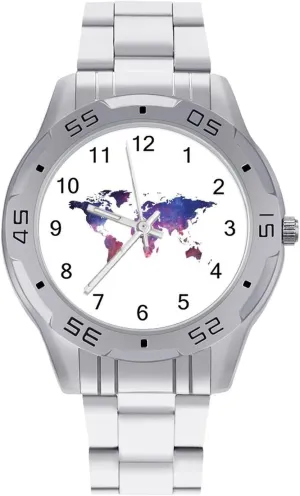 Wrist Unique Luxury Work Casual Waterproof Watches Galaxy World Map Simple Stainless Steel Band elongate Business Watch Dress 