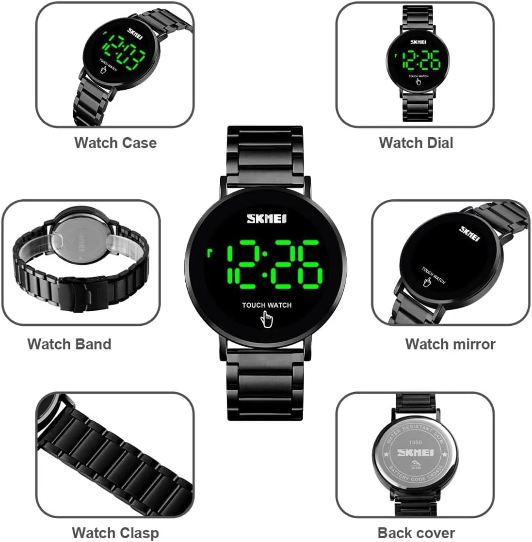 Wrist Watch Gosasa Touch Screen Digital LED Waterproof Men Womens Sport Casual Stainless redesign community alienable Steel 