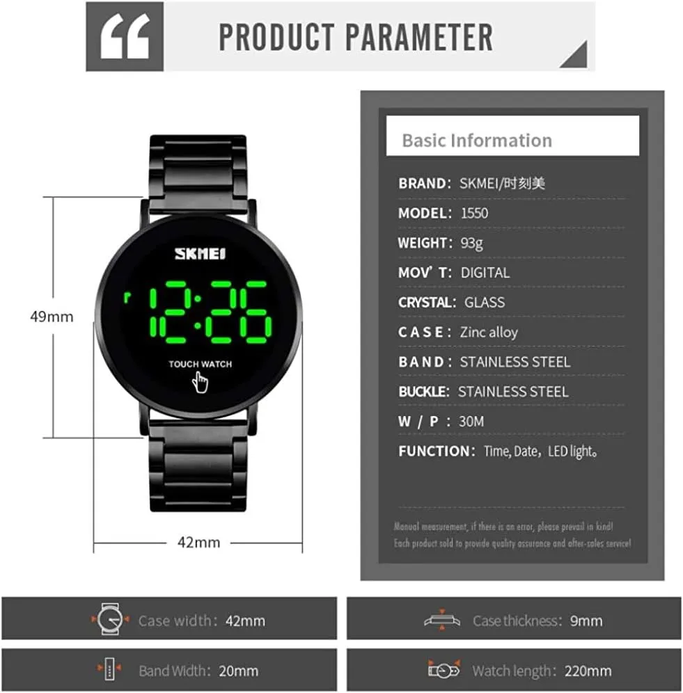 Wrist Watch Gosasa Touch Screen Digital LED Waterproof Men Womens Sport Casual Stainless redesign community alienable Steel 