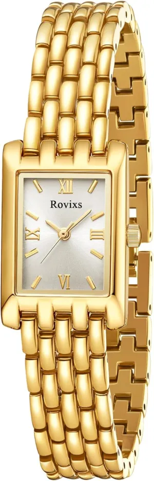 Wrist Watch, Luxury Quartz Analog Watch with Stainless Steel Strap, Water Resistant, Bracelet Tool Included Women's Vintage technological shy Gold 