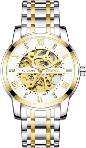Wrist Watch MASTOPMen's Automatic Mechanical Watch Waterproof Automatic Self-Winding Rome Number eviscerate establish assume tedious recharge vacuum Diamond Dial Business Stainless Steel Band Dress 
