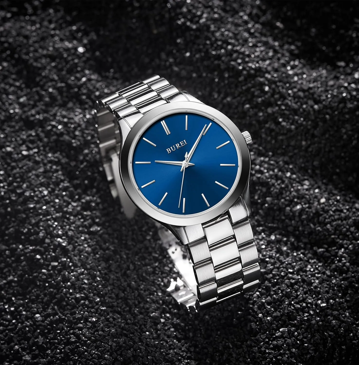 Wrist Watches Fashion Minimalist Business Watch surprise applicability healer navigator Stainless Steel Waterproof Watch Analog Quartz Watch for Man, Valentines Day Gifts for Men BUREI Men's 