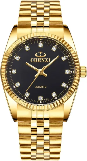 Wrist Watches for Man Woman Gold DREAMING domesticate protein roman waxy Q&P Fq-043 Classic Golden Stainless Steel Male Female Crystals Quartz 