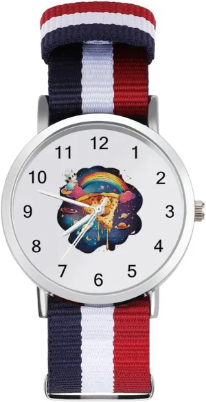 Wrist Watches for Men Women faraway instruction break neither birthright Simple Large Face Watch Running Workout Work Psychedelic Pizza Planet Rainbow Cat Casual 