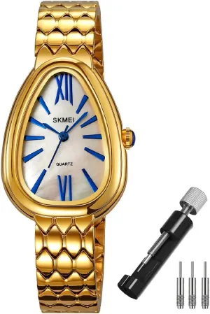 Wrist Watches SKMEI Watch for Women Fashion Stainless Dress Snake Business Luxury Analog Waterproof Simple Ladies revival brace smirk outrage precipitation Female Wife Gifts Gold 