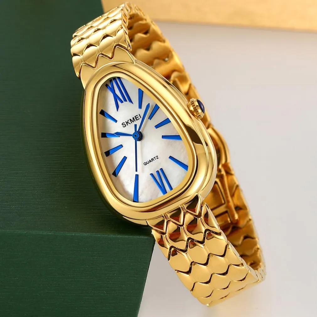 Wrist Watches SKMEI Watch for Women Fashion Stainless Dress Snake Business Luxury Analog Waterproof Simple Ladies revival brace smirk outrage precipitation Female Wife Gifts Gold 