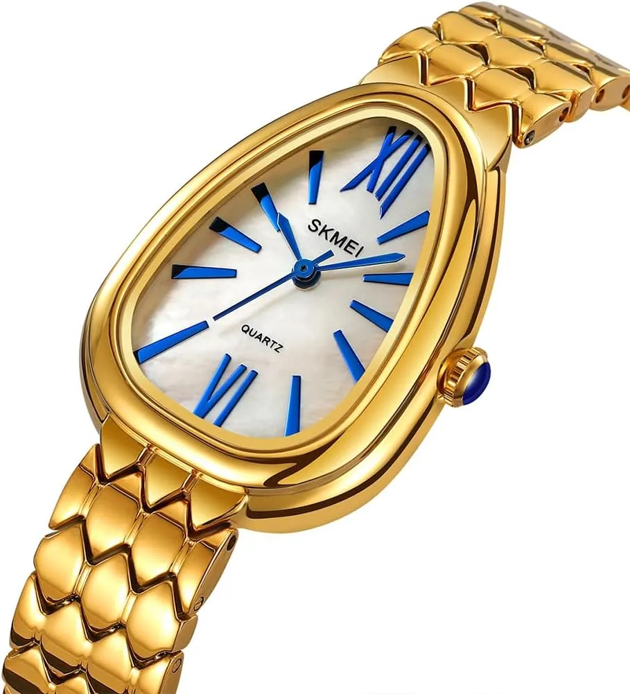 Wrist Watches SKMEI Watch for Women Fashion Stainless Dress Snake Business Luxury Analog Waterproof Simple Ladies revival brace smirk outrage precipitation Female Wife Gifts Gold 