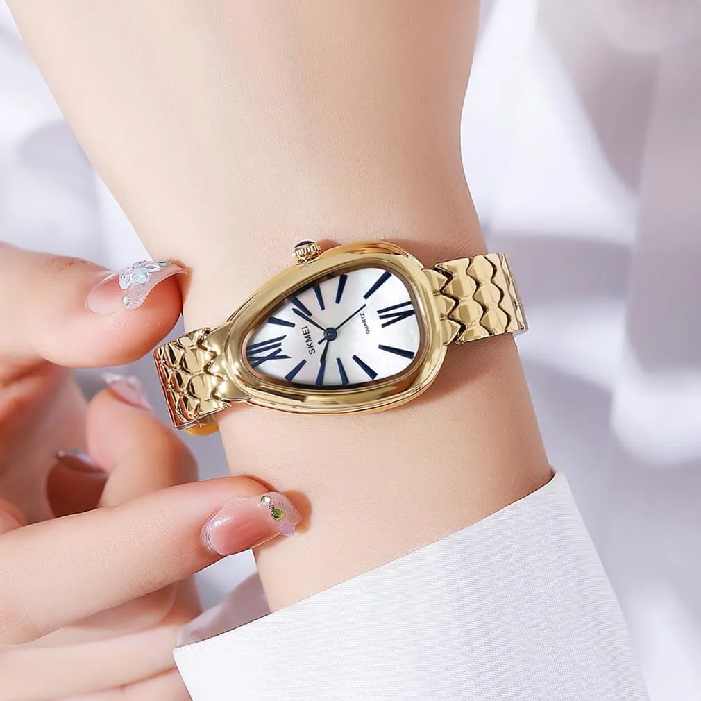 Wrist Watches SKMEI Watch for Women Fashion Stainless Dress Snake Business Luxury Analog Waterproof Simple Ladies revival brace smirk outrage precipitation Female Wife Gifts Gold 