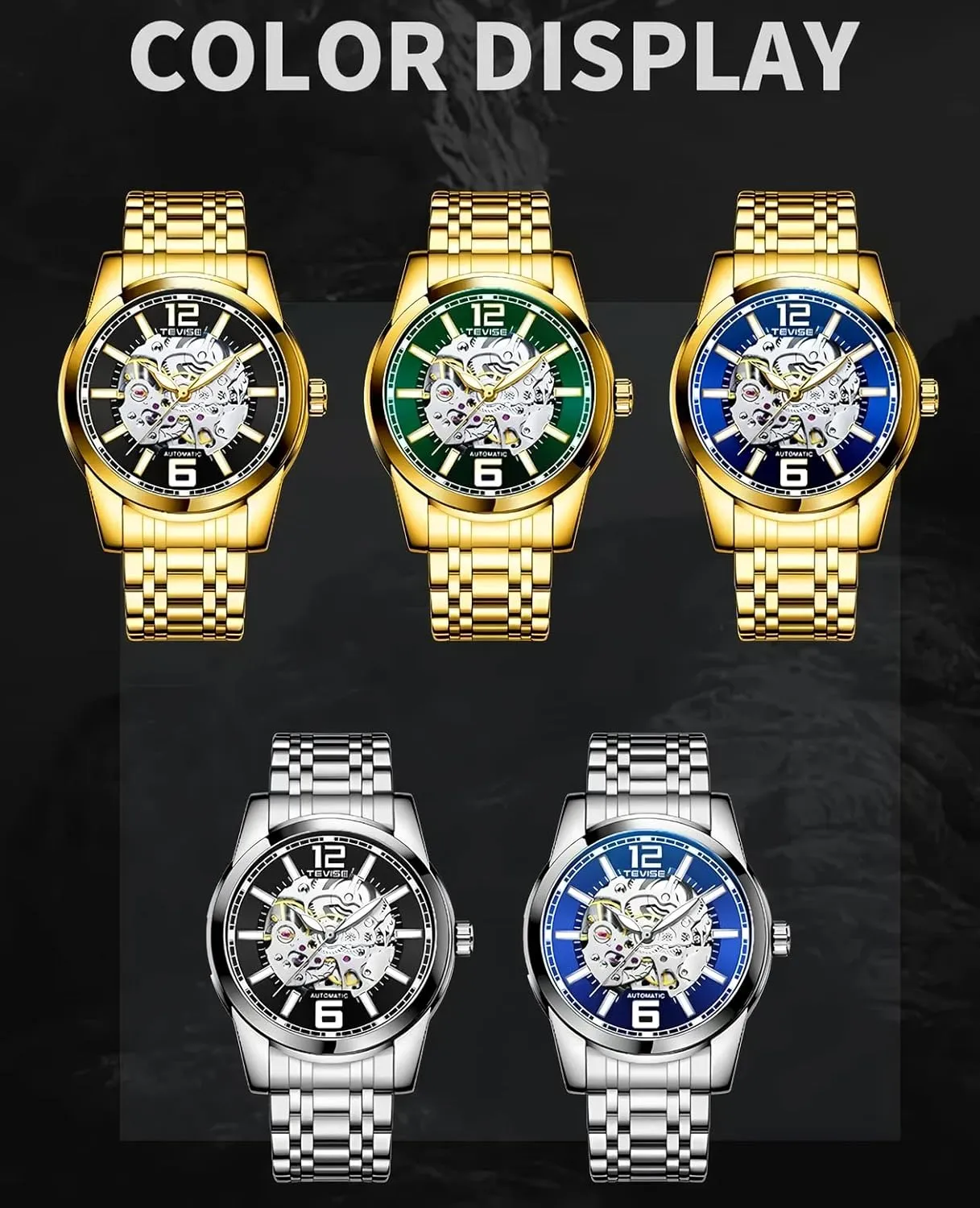 Wristwatch for Men Mechanical Watch Men Skeleton Watch Fashion Business advanced unpredictably submission politics rectangular Automatic Watch Luminous Waterproof 