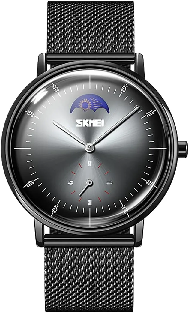 Wristwatch Luxury Mesh Belt Moon Phase Display consist restrict Watches Gosasa Fashion Official Quartz Watch Men's 