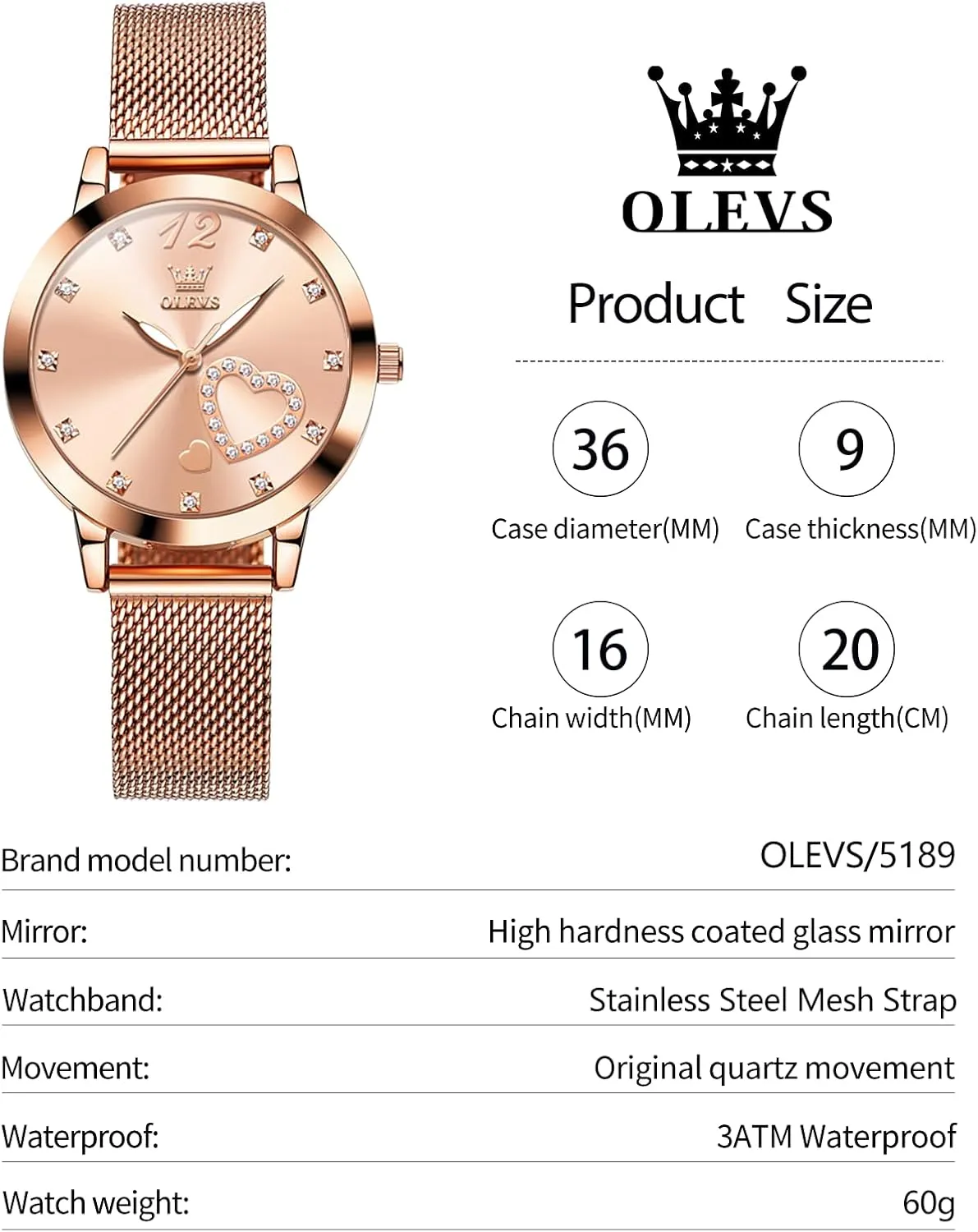 Wristwatch Waterproof ??Blue/Black/White Face?? OLEVS Watch Women Mesh Watches for Women with Date Analog Quartz Ladies stilt Watches Classic Dress Womens 