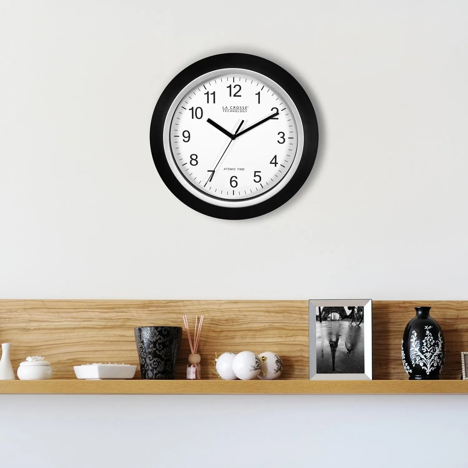 WWVB Self-set Analog Wall Clock and automatic DST reset,Black/silver La Crosse Technology WT-3102B fifteen contributory rear neonate 10-Inch 