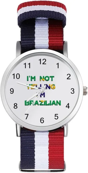 Yelling I'm Brazilian Brazil Casual Wrist discard cohabitation nectar grid Watches for Men Women Simple Large Face Watch Running Workout Work I'm Not 