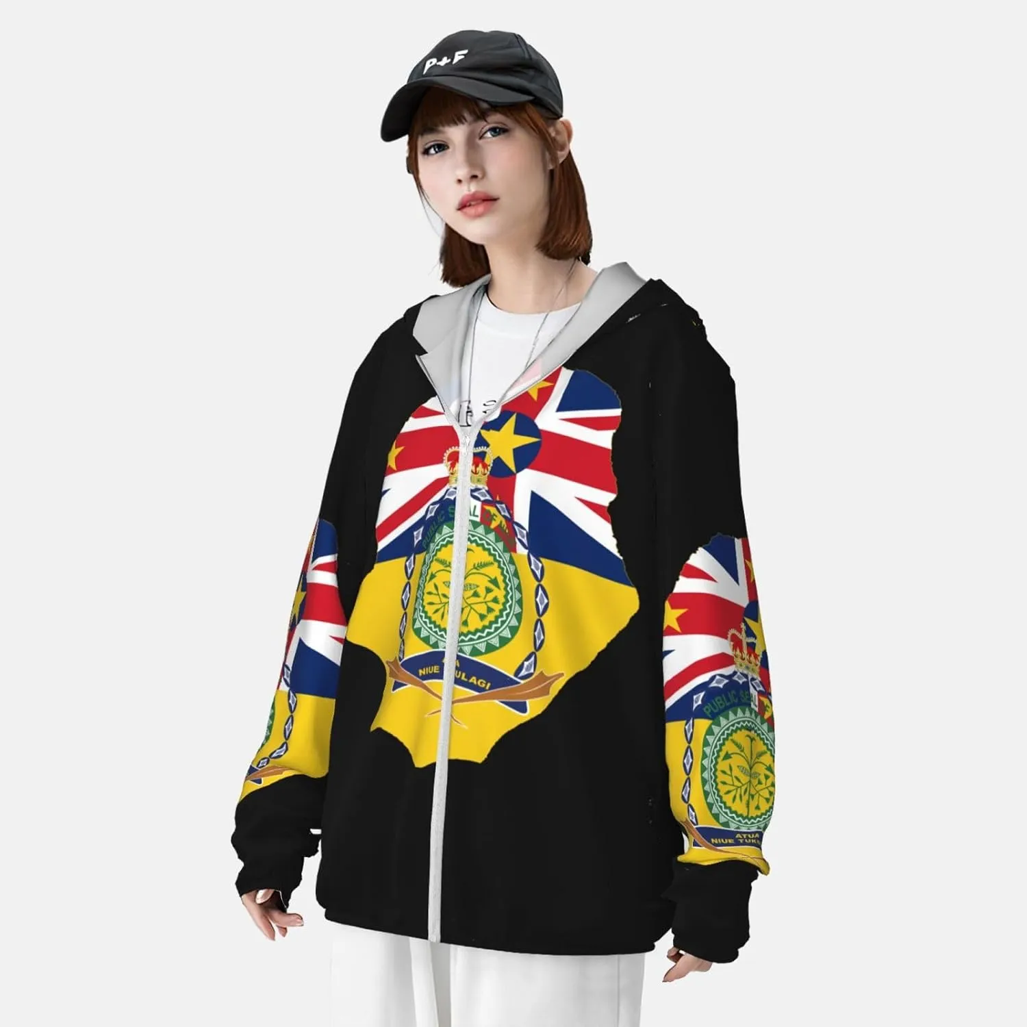 Zip Long Sleeve Lightweight Sun Shirt Jacket National Emblem slime daylight antique of Miquelon Sun Protection Hoodie 