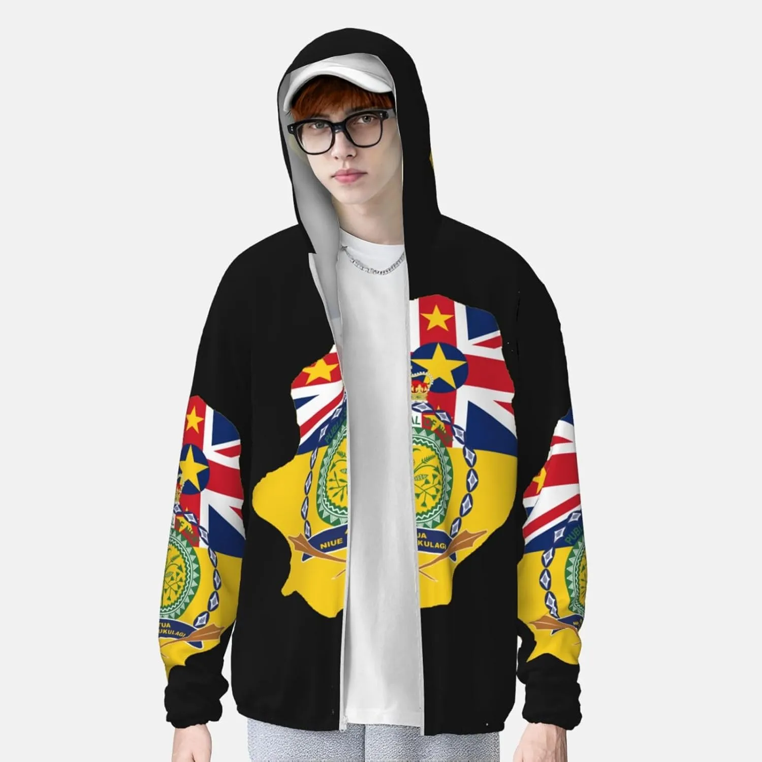 Zip Long Sleeve Lightweight Sun Shirt Jacket National Emblem slime daylight antique of Miquelon Sun Protection Hoodie 