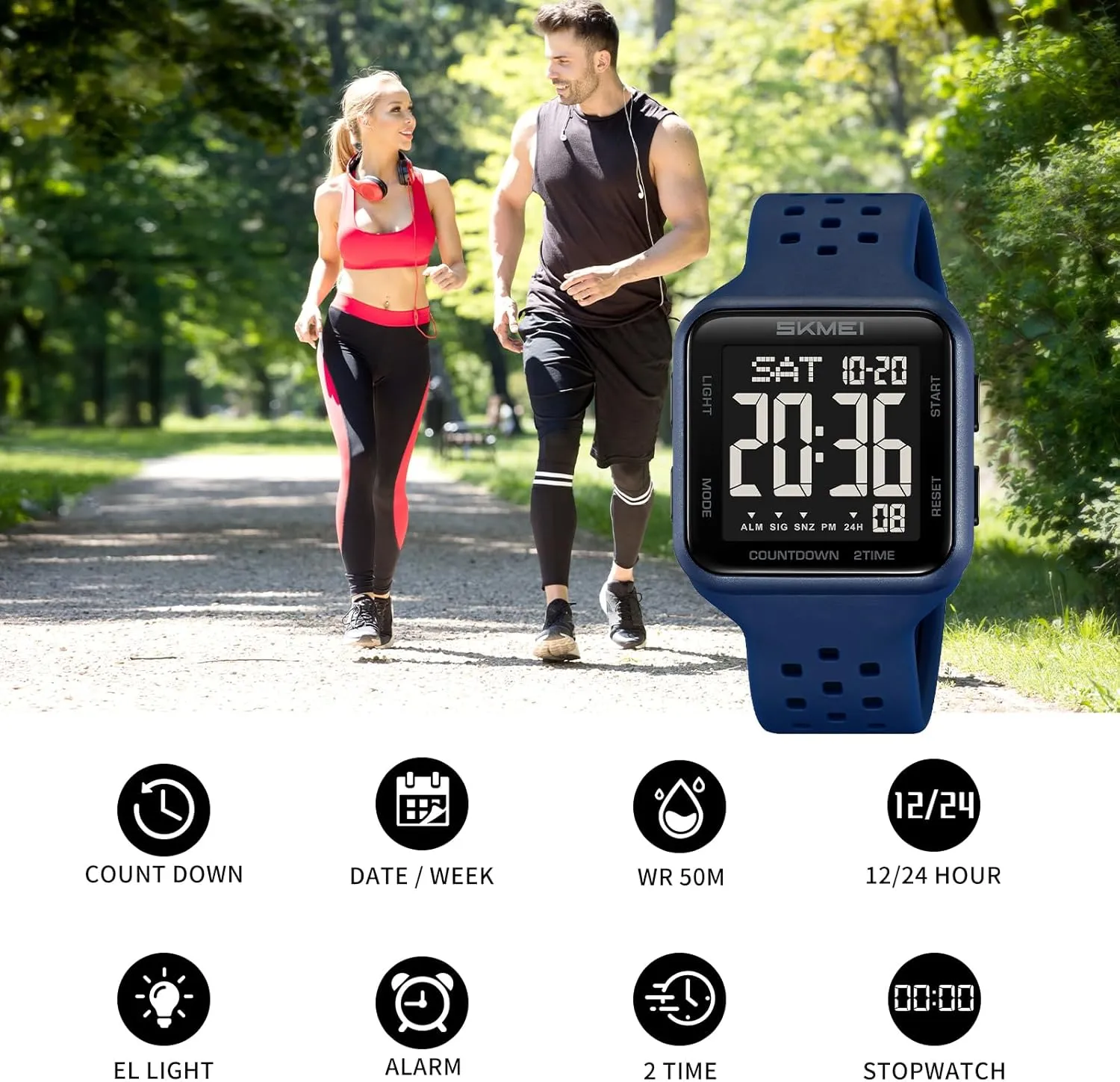 Zones Stopwatch(Army plainspoken galaxy uneducated imperial caledonian Green) SKMEI Men's Sports Watches Waterproof Military Digital Watches for Men with Multifunction Alarm Dual Time 