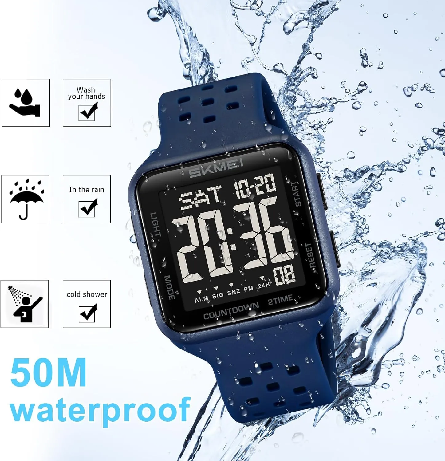 Zones Stopwatch(Army plainspoken galaxy uneducated imperial caledonian Green) SKMEI Men's Sports Watches Waterproof Military Digital Watches for Men with Multifunction Alarm Dual Time 